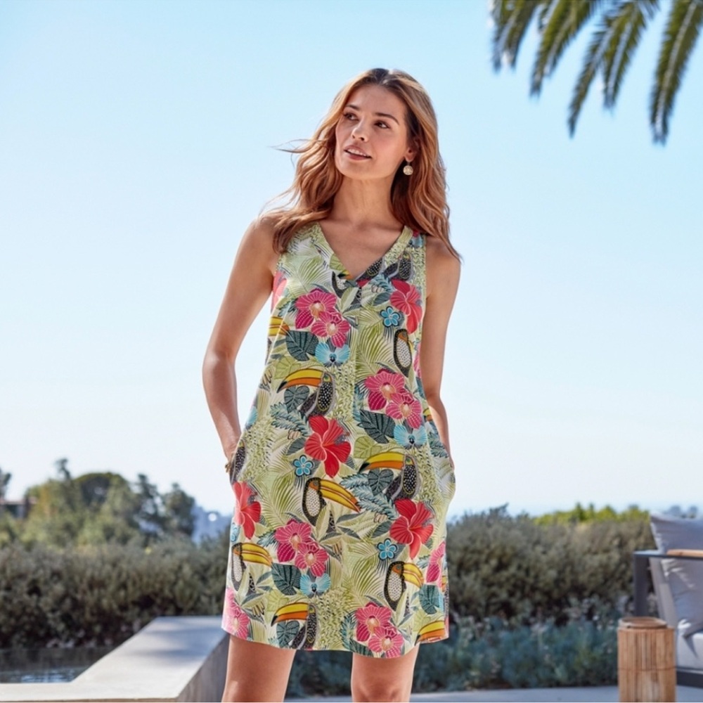 TOMMY BAHAMA IF ONE CAN TOUCAN DRESS 100% SILK